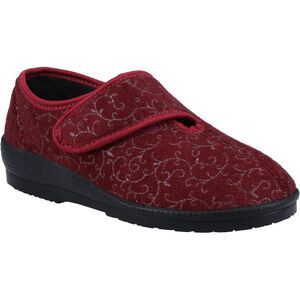 GBS Womens/Ladies Geraldine Extra Wide Slippers / Burgundy
